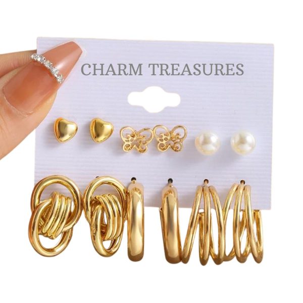 2024 Gold Color Geometric Twist Earrings Jewellery Set for Women