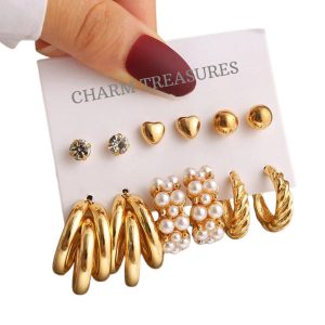 Charm Treasures Gold Color Stud Earrings for Girls