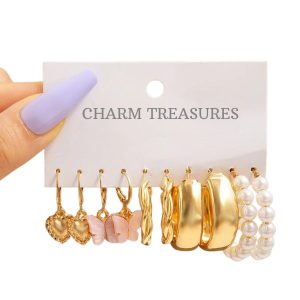 Charm Treasures Gold Color Fashion Earrings Set