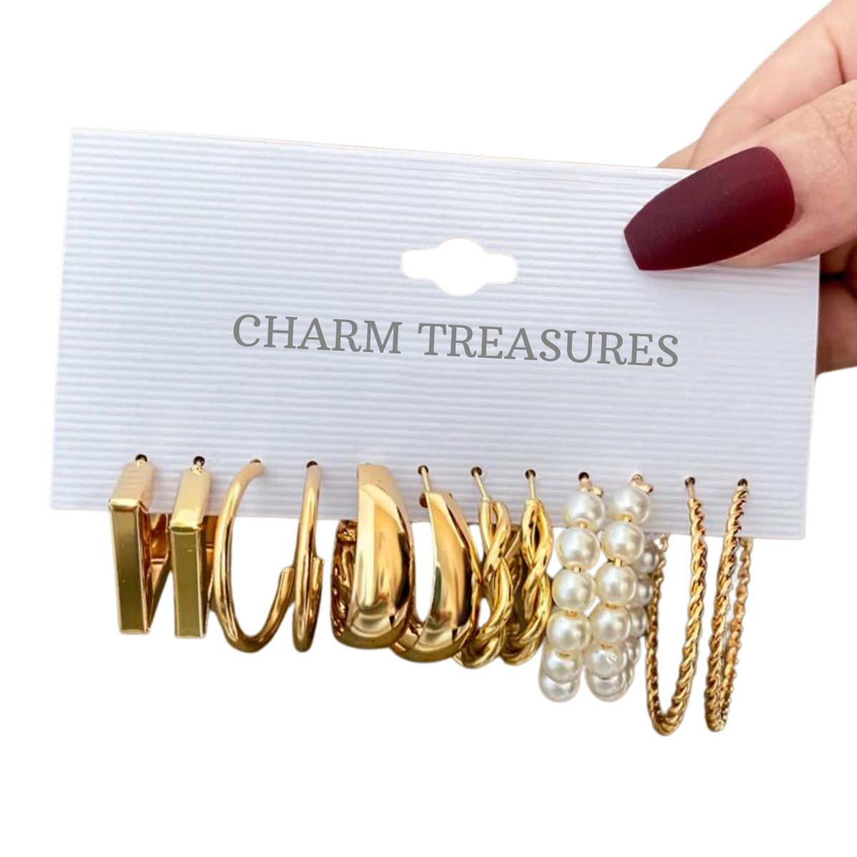 Charm Treasures Gold Color Dangle Earrings Jewellery in Pakistan